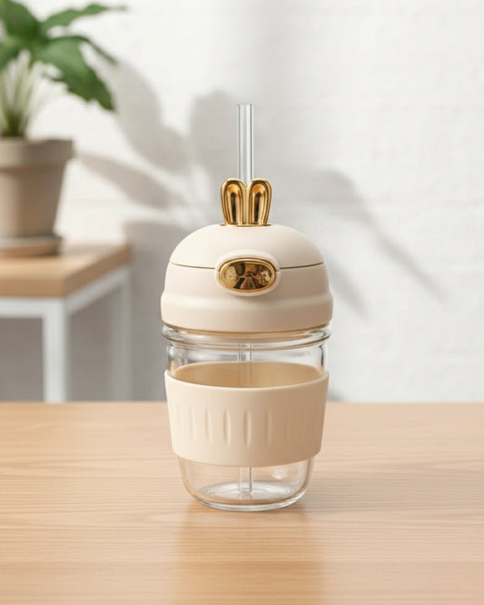 Chic Glass Tumbler with Crown Lid