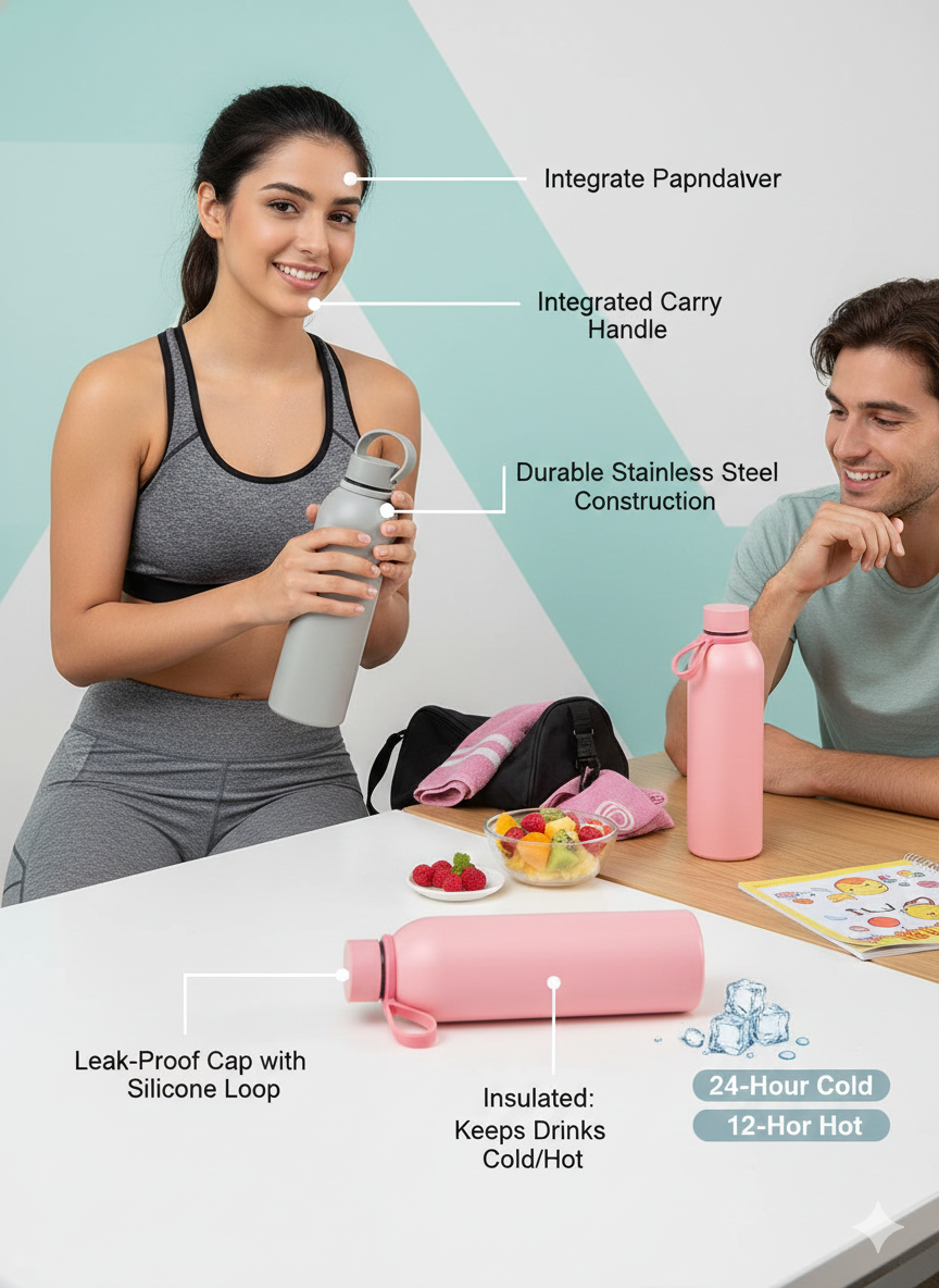 ๐ง Sleek Matte Blue Insulated Water Bottle - Cool Hydration, All Day ๐