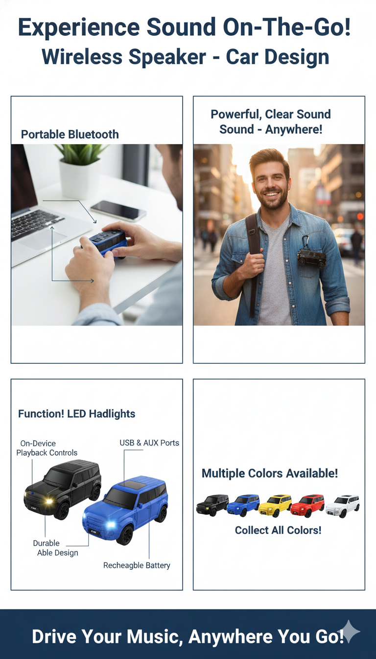 Car-Shaped Wireless Bluetooth Speaker
