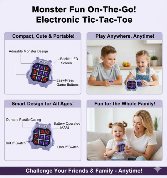 ๐ Portable Monster Tic-Tac-Toe Travel Game ๐พ