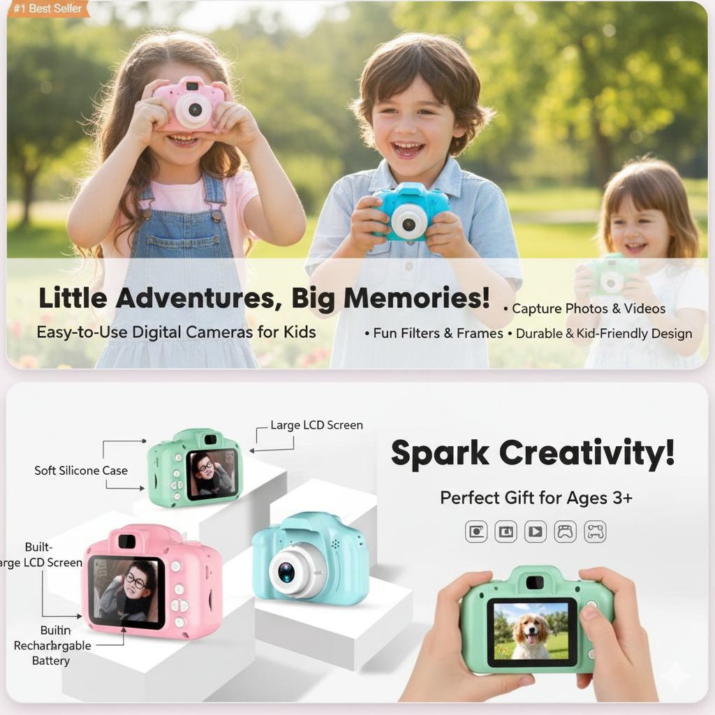 Kids Mini Digital Camera – Shockproof & Rechargeable