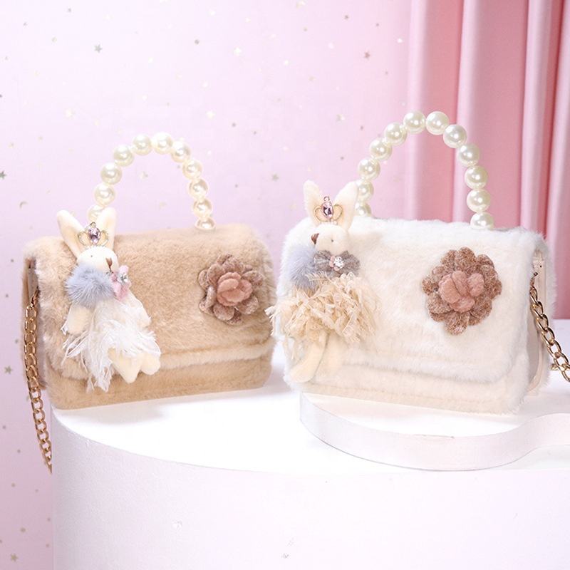 🐇 Luxury Fluffy Bunny Bag with Pearl Handle 💖