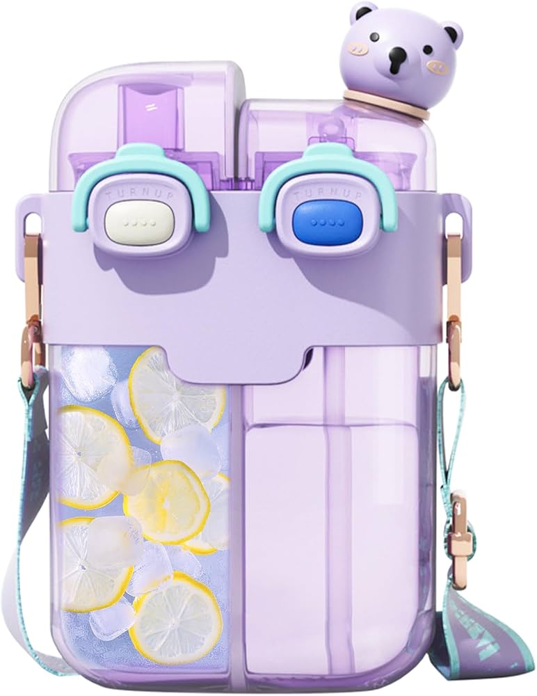 🐻 TURNUP Dual Delight Bear Bottle - Sip Two Drinks at Once! 💜