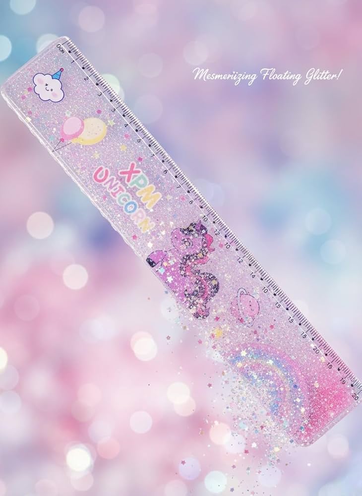 🦄 Mesmerizing Unicorn Liquid Glitter Ruler (20cm) ✨