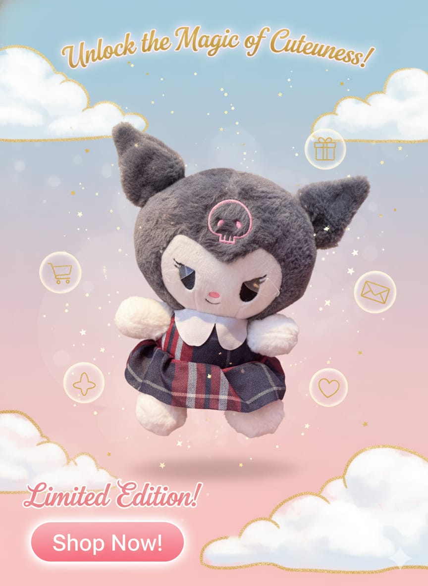 😈 Limited Edition Kuromi Plush - Plaid Schoolgirl Sass! 💜