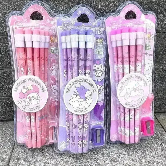 💜 Kuromi Study Squad Pencil Set - Let the Good Times Roll! 😈