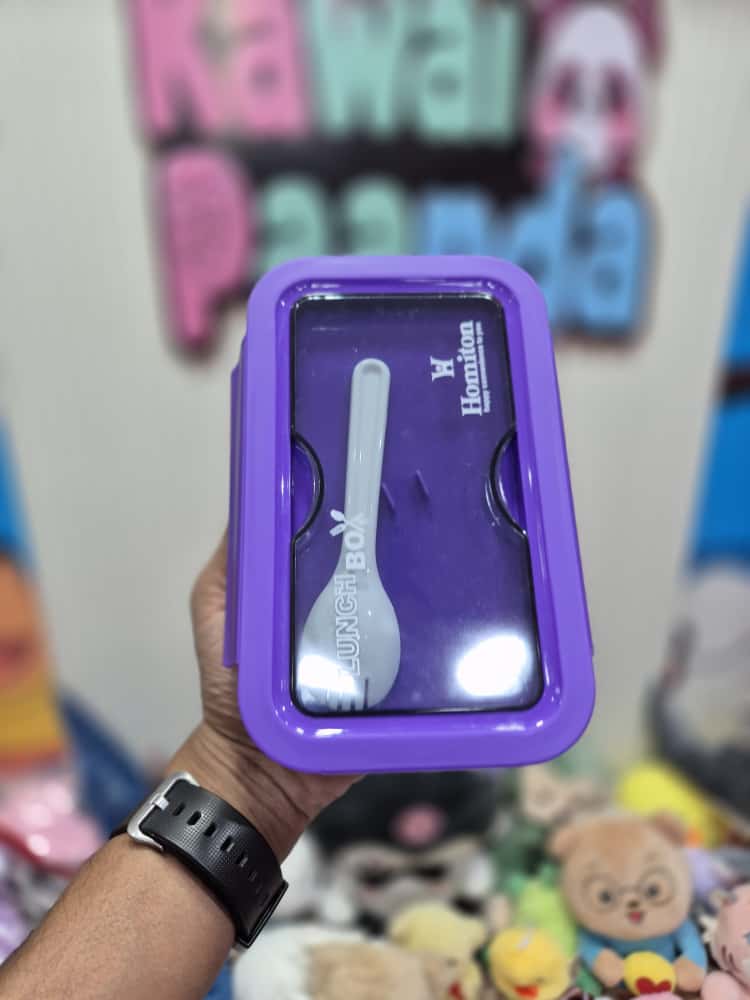 💜 Modern Purple Lunch Box with Integrated Spoon 🍱