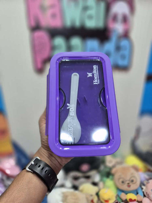 💜 Modern Purple Lunch Box with Integrated Spoon 🍱