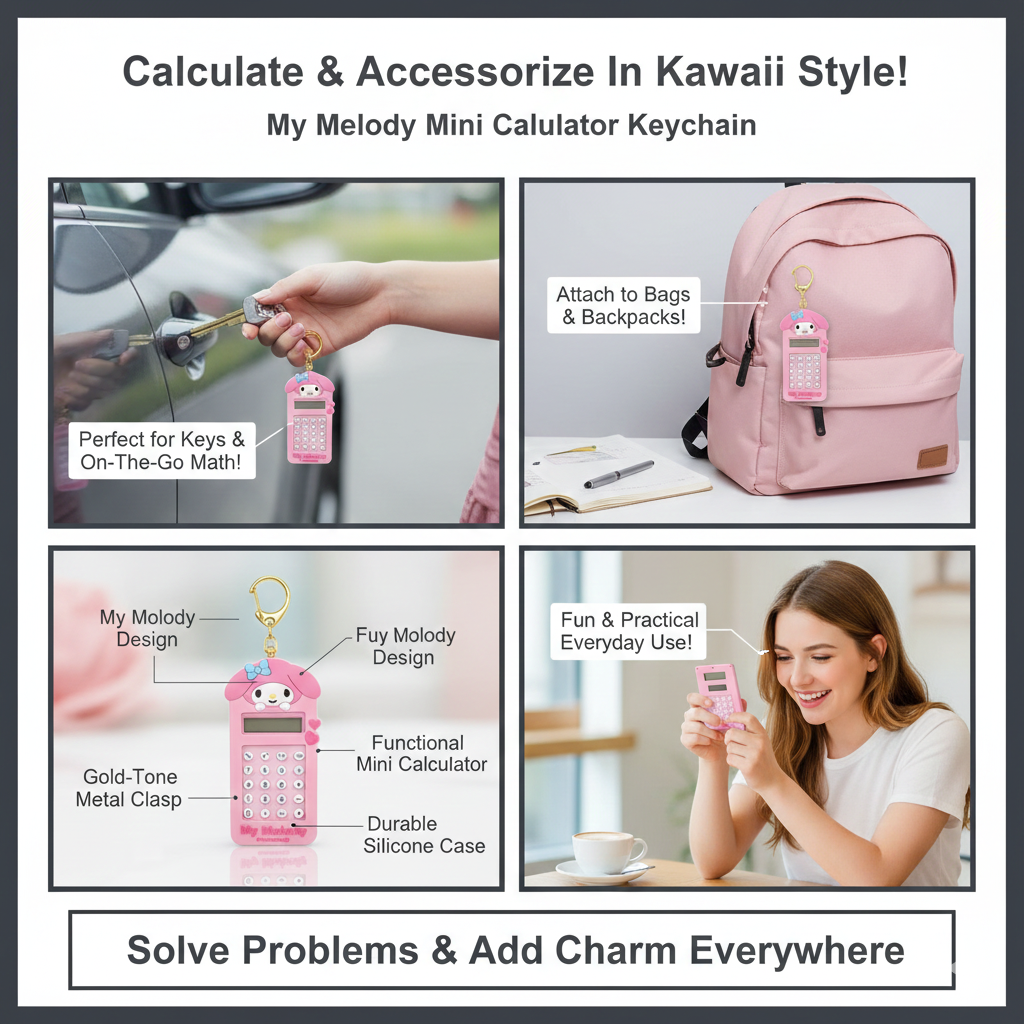 💖 My Melody Mini Calculator Keychain - Sweet Calculations! 🎀