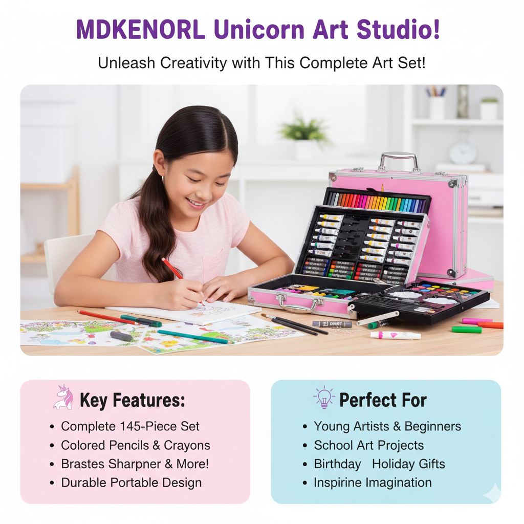 DELUXE UNICORN ART SET IN PINK METAL CASE