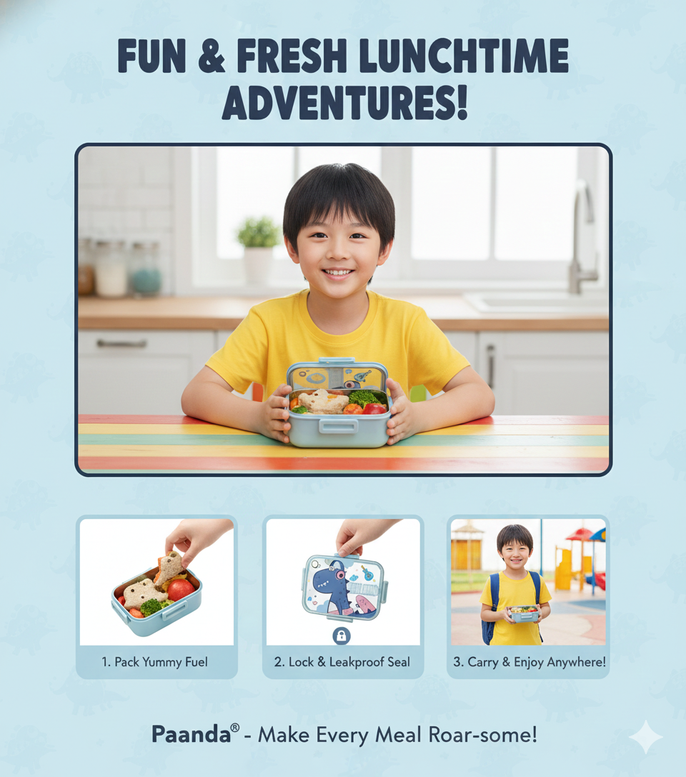 ๐ฆ Ben Dino Leak-Proof Lunch Box - Rockin' Lunchtime! ๐ธ