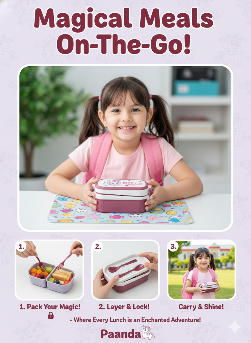 ๐ฆ "Enjoy Unicorn" Slim Tiffin Box - Magical Lunch Storage! ๐