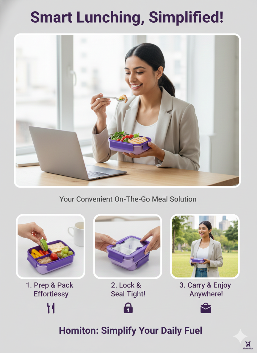 ๐ Modern Purple Lunch Box with Integrated Spoon ๐ฑ