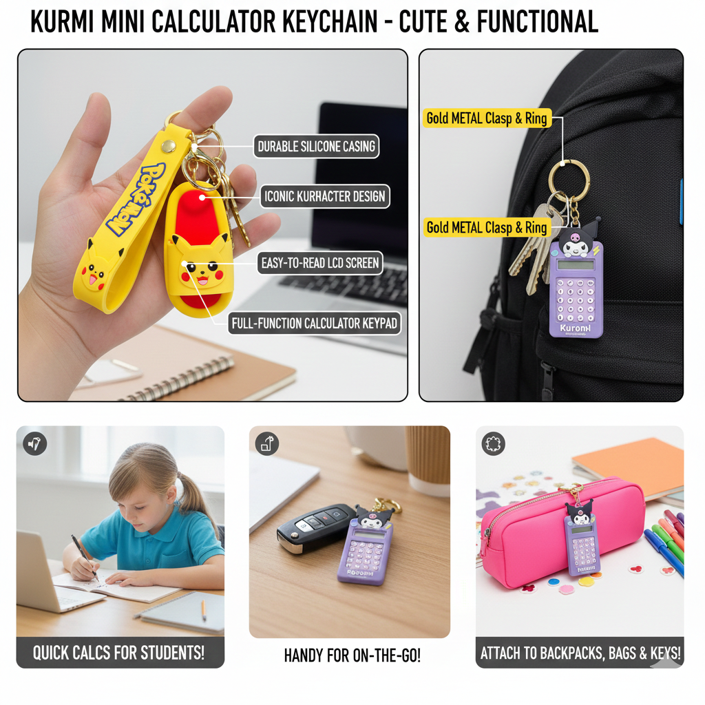 💜 Kuromi Mini Calculator Keychain - Math with Style! 😈