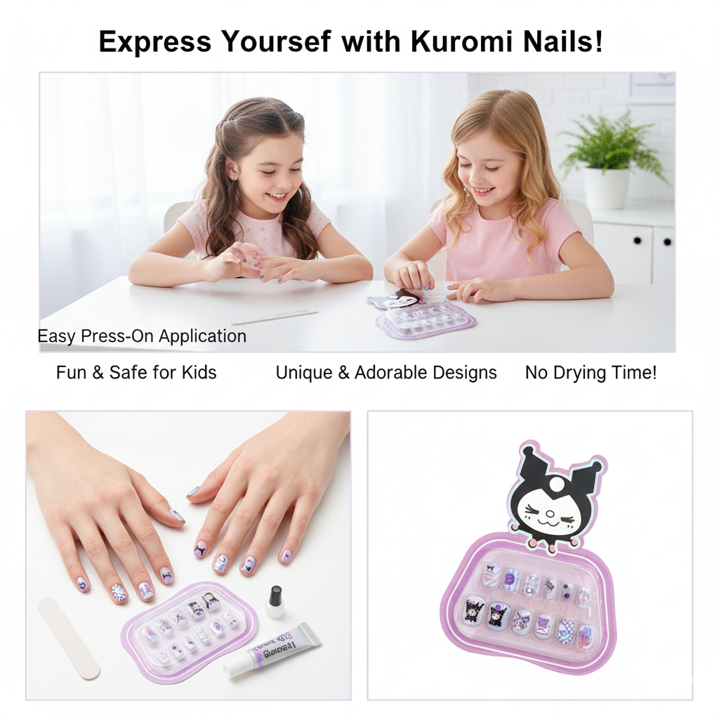 ๐
Kuromi Mischief Press-On Nails - Lavender Vibe! ๐