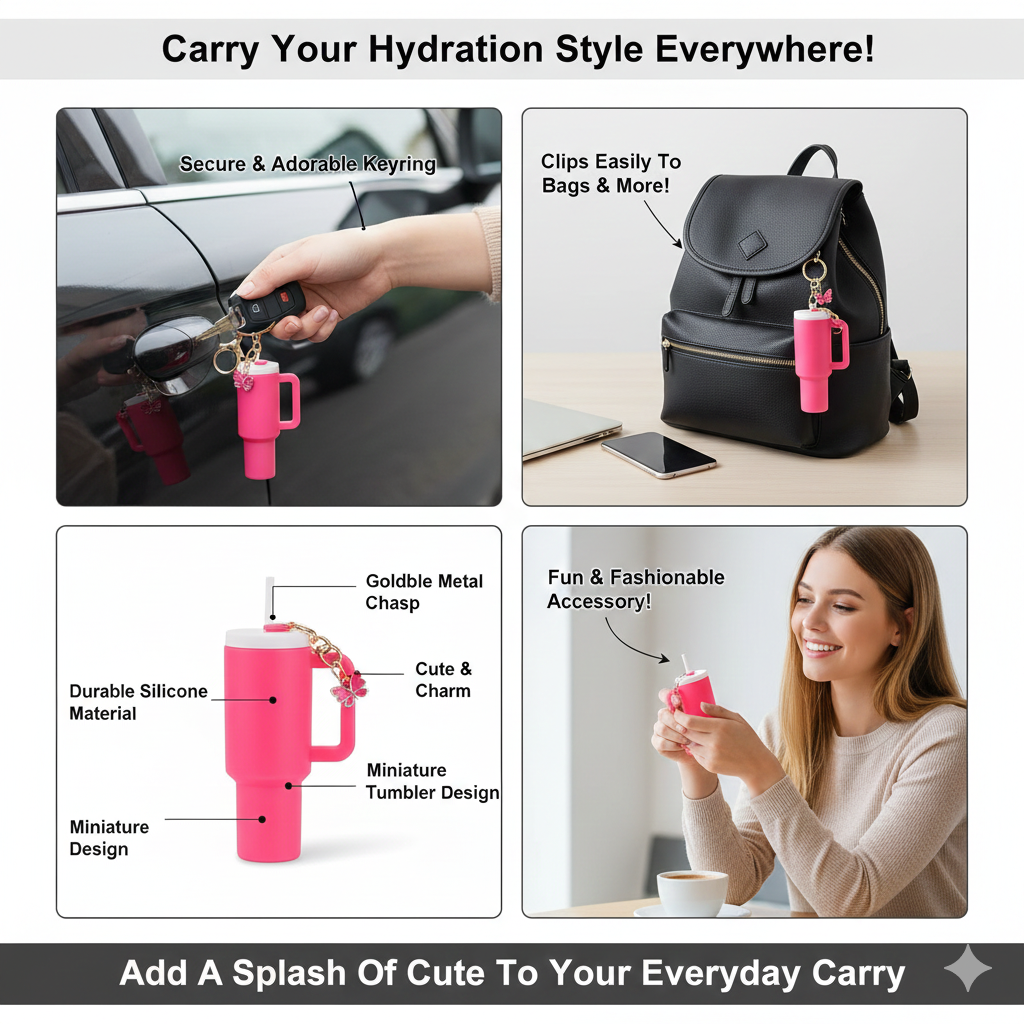 ๐ Mini Tumbler Keychain - Hot Pink Hydration Hype! ๐ฆ