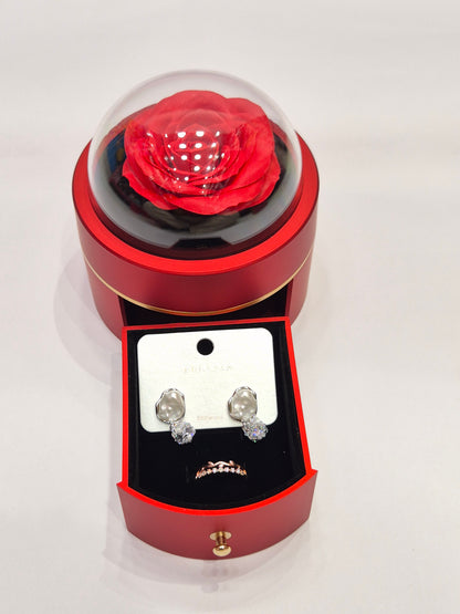 Earrings & Finger Ring Round Gift Box Set