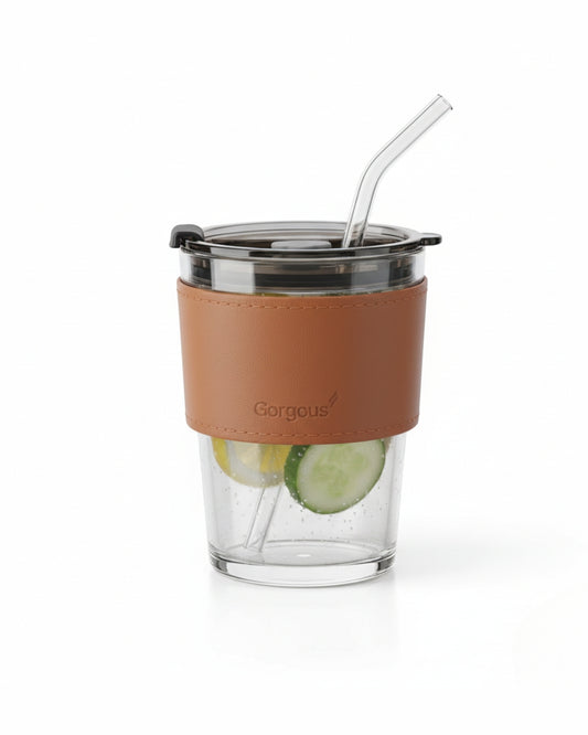 Glass Tumbler with Leather Sleeve