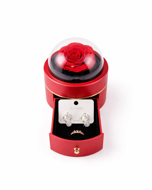 Earrings & Finger Ring Round Gift Box Set