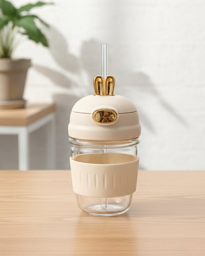 Chic Glass Tumbler with Crown Lid