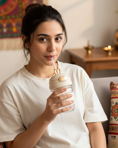 Chic Glass Tumbler with Crown Lid