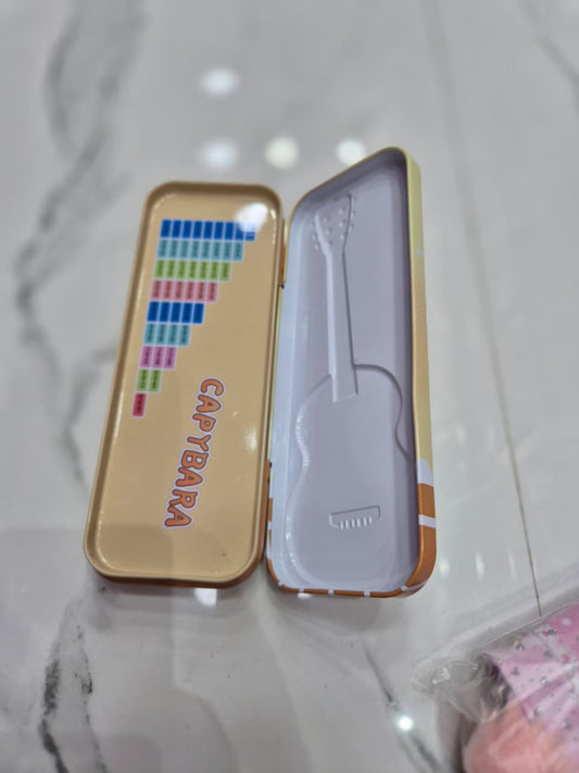 🎶 Capybara Music Time Pencil Tin - Rock &amp; Roll Stationery! 🎸