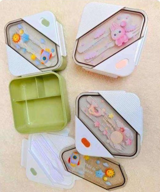 🌟 Aesthetic 2-Tier Bento Box with Integrated Cutlery 💖