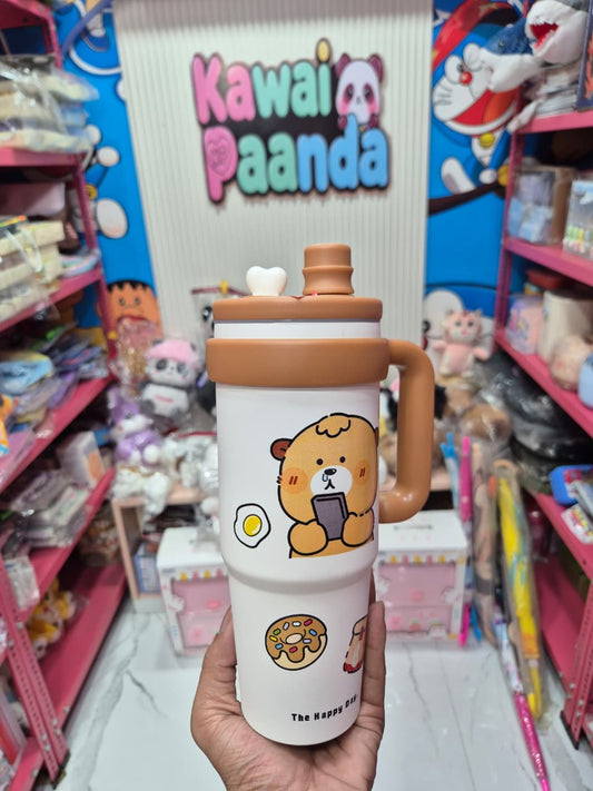 🐻 The Happy Day Handled Tumbler - Cute &amp; Cozy Sips! ☕