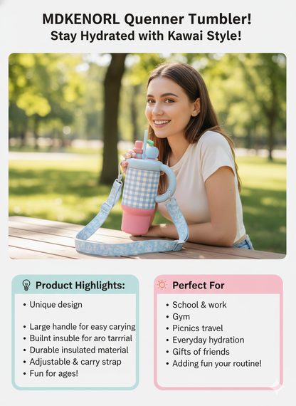 🍋 Kunmao Gingham Hydration Mug - Picnic Perfect! 🧺