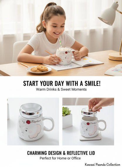 🐘 Sweet Elephant 3D Mug with Mirrored Lid 💖