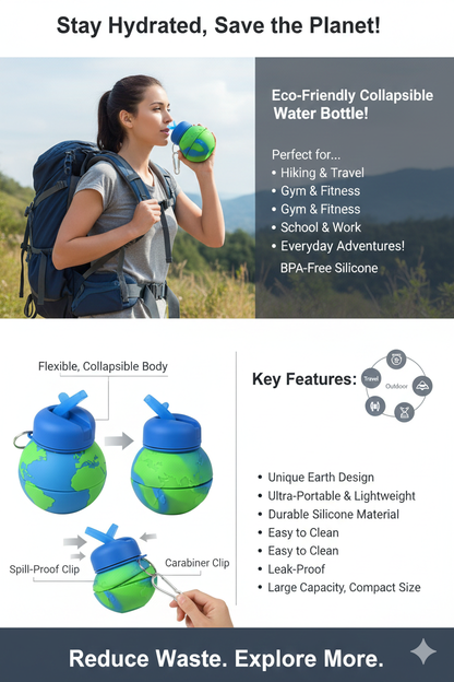 Our Little Planet" Collapsible Water Bottle Keychain