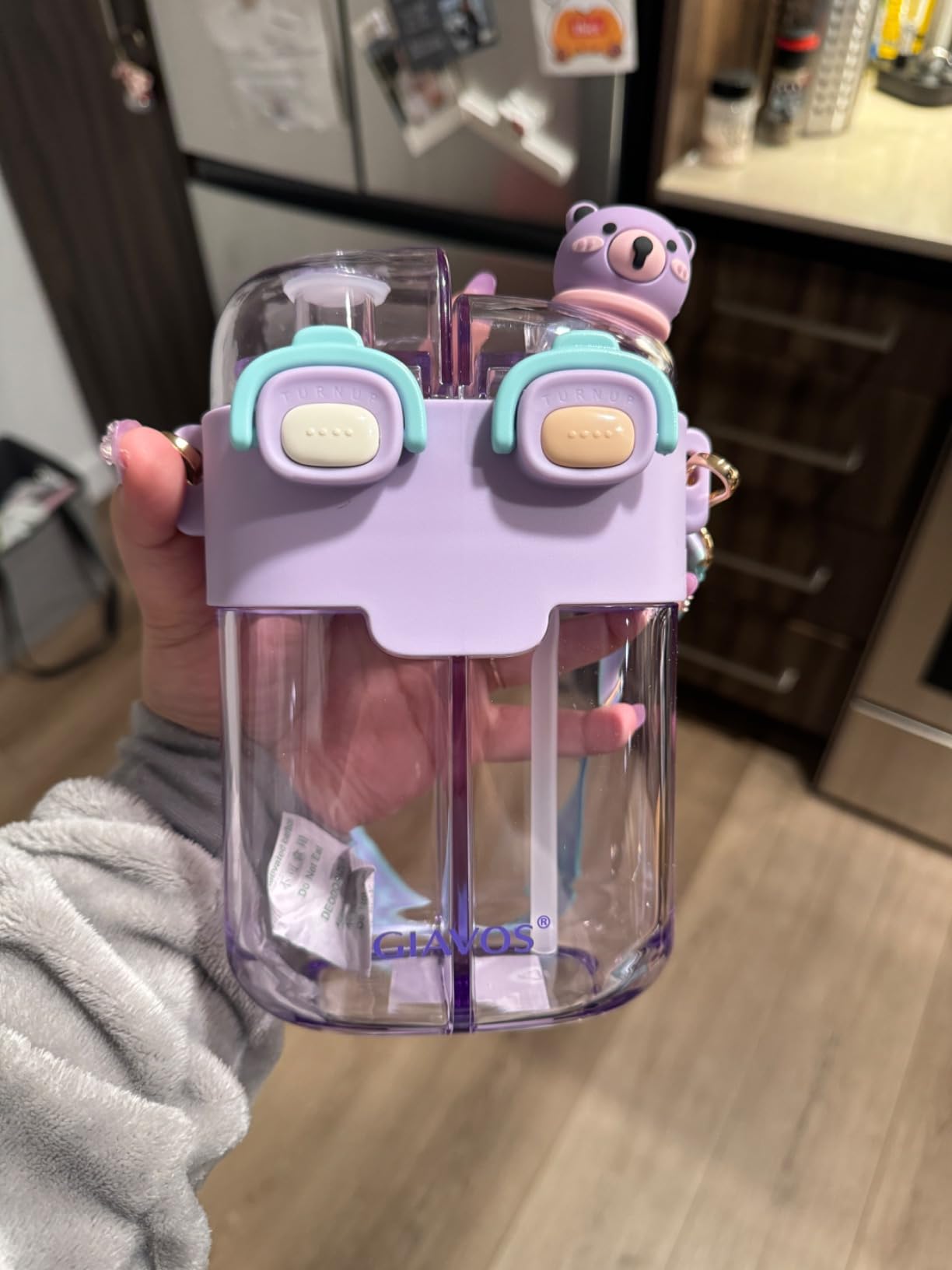 🐻 The Dual Delight Bear Bottle - Sip Two Drinks at Once! 💜