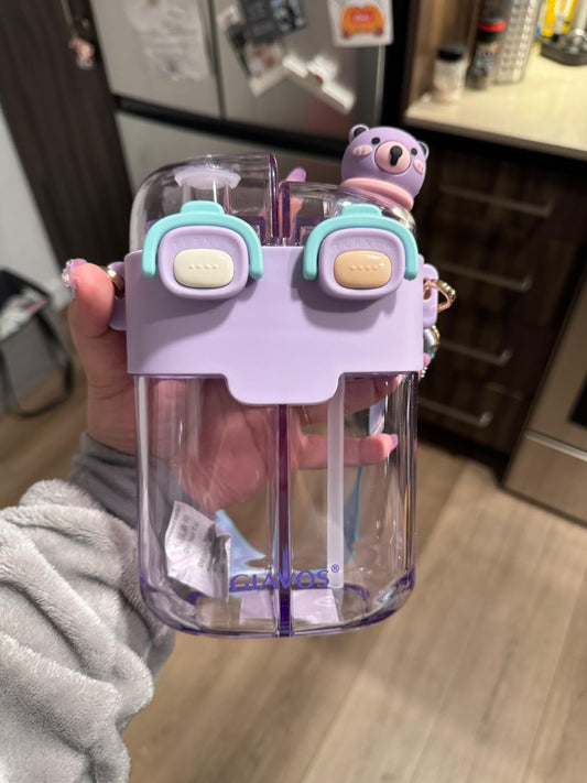 🐻 The Dual Delight Bear Bottle - Sip Two Drinks at Once! 💜