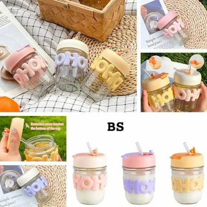 🥤 OHO! Aesthetic Glass Sippers with Pastel Sleeves 💖