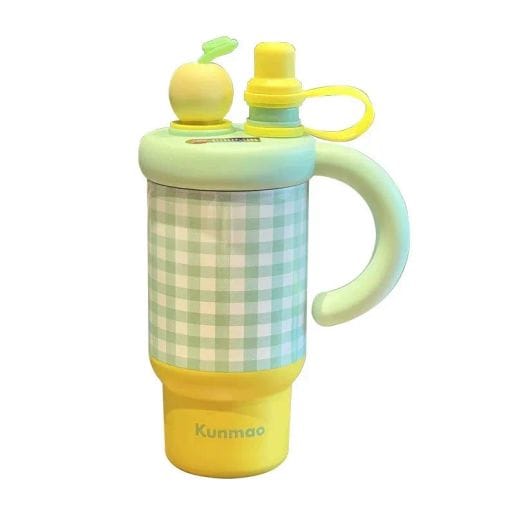 🍋 Kunmao Gingham Hydration Mug - Picnic Perfect! 🧺