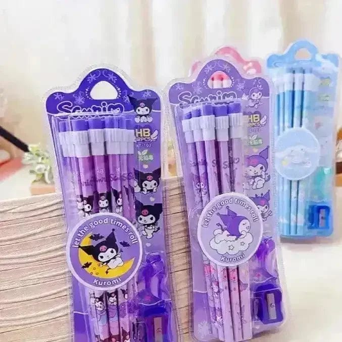 💜 Kuromi Study Squad Pencil Set - Let the Good Times Roll! 😈
