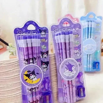 💜 Kuromi Study Squad Pencil Set - Let the Good Times Roll! 😈