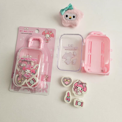 💖 My Melody Suitcase Eraser Set - Travel in Kawaii Style! 🎀