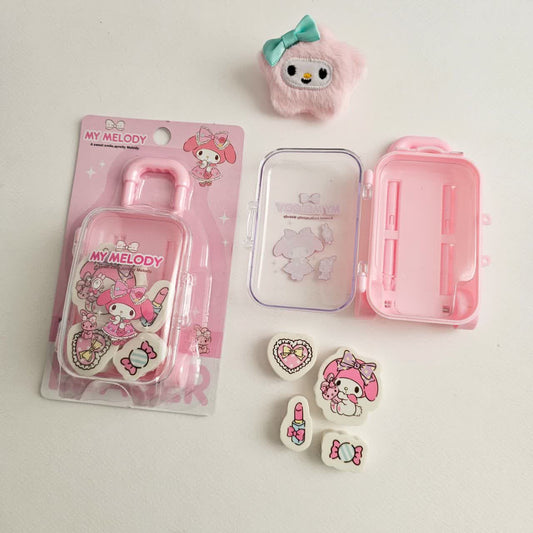 💖 My Melody Suitcase Eraser Set - Travel in Kawaii Style! 🎀
