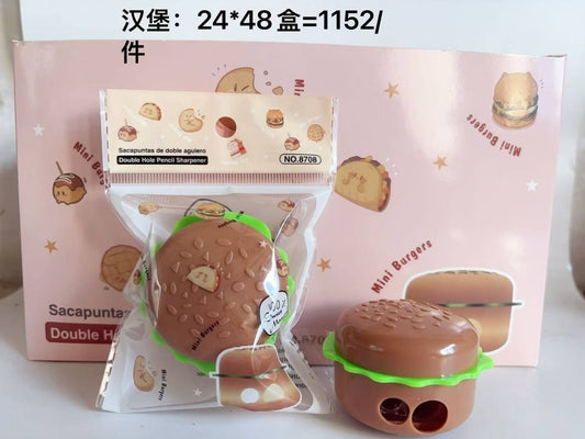 🍔 Mini Burger Double Hole Pencil Sharpener ✏️