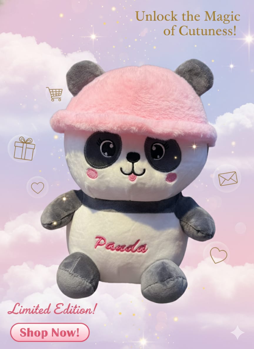 🐼 Limited Edition Panda Plush with Pink Bucket Hat 💖