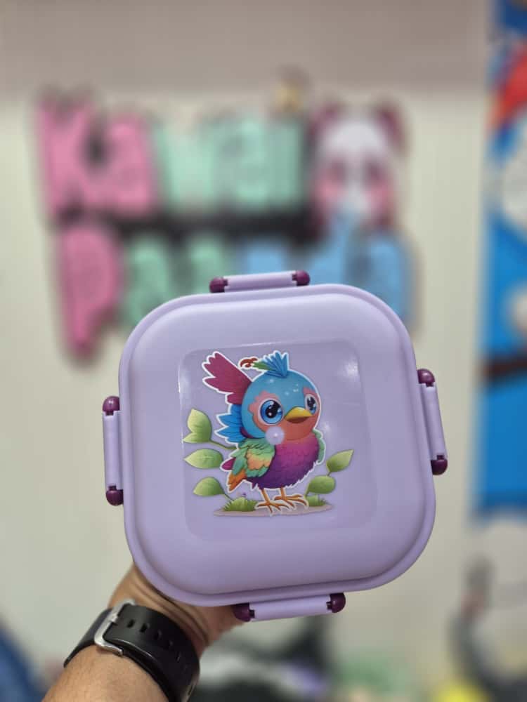 🐦 Colorful Bird Square Lunch Box - Fly into Fun! 💜