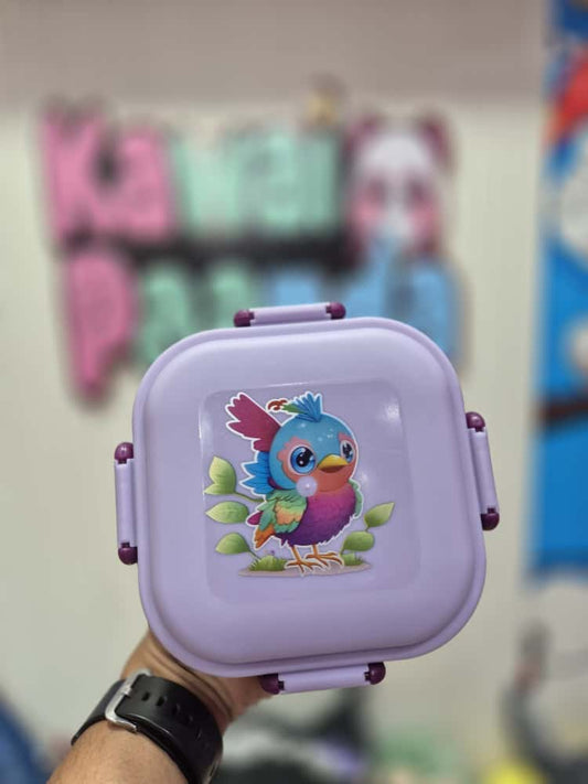 🐦 Colorful Bird Square Lunch Box - Fly into Fun! 💜