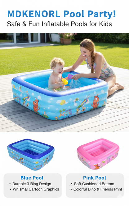 ☀️ Inflatable Three-Ring Paddling Pool - Your Backyard Oasis! 🐳