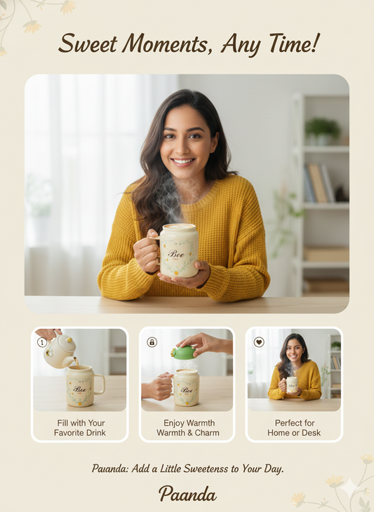 🍯 "Bee Mine" Cottagecore Mug with 3D Bee Topper 🐝