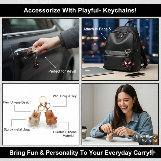 🐻 Wind-Up Roller Bear Keychain - Walk &amp; Roll! 🔑