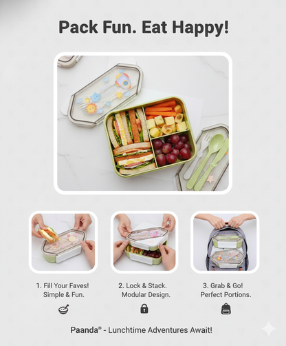 🌟 Aesthetic 2-Tier Bento Box with Integrated Cutlery 💖