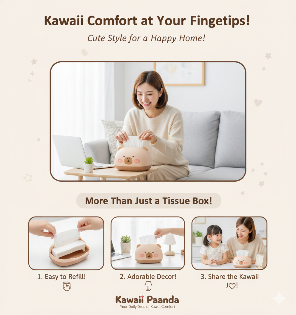 ADORABLE KAWAII CHARACTER TISSUE BOX COVER