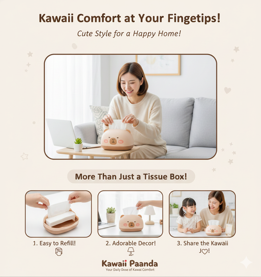 ADORABLE KAWAII CHARACTER TISSUE BOX COVER