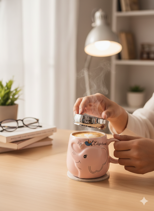 🐘 Sweet Elephant 3D Mug with Mirrored Lid 💖
